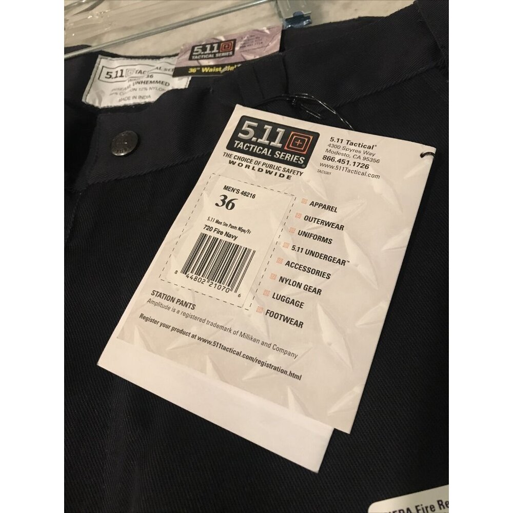 5.11 Tactical Pant Mens 36 Black Station Fire Resistant Gorpcore Hiking Unhemmed - Picture 5 of 11